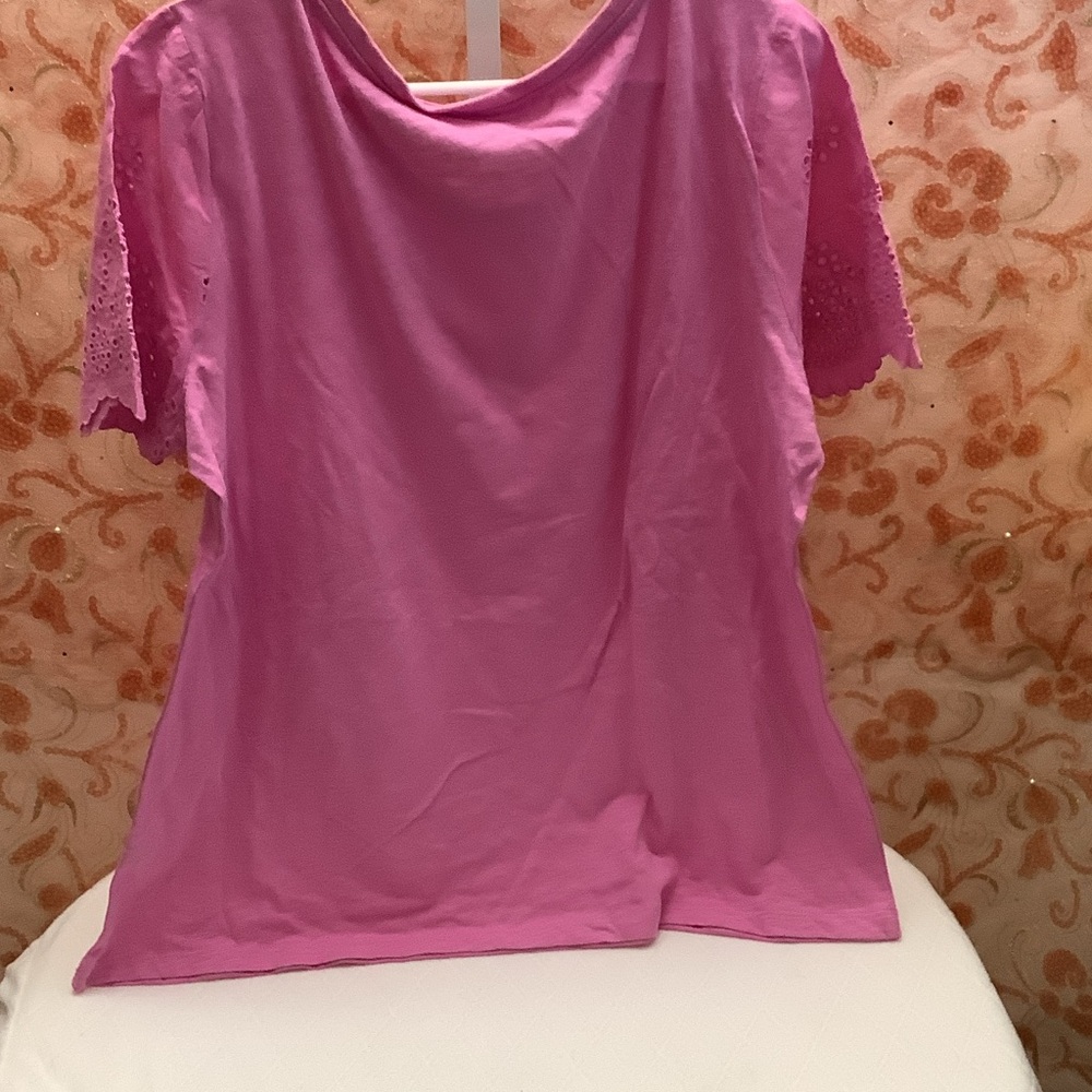 Elegant Pink Eyelet Sleeve Top - Picture 4 of 4